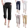 Fashion Women Fashion Casual Solid Color Drawstring Pocket Calf-Length Pants