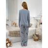 Женский пижамный комплект с круглым вырезом и длинным рукавом – Удобный, эластичный, свободный крой, двухпредметный домашний костюм, подходит для улицы