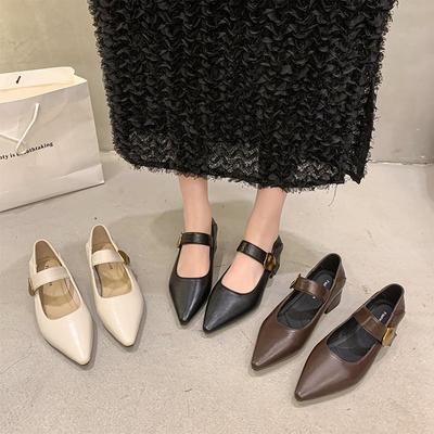 Мэри Джейн остроносые маленькие кожаные туфли женские туфли на мягкой подошве одинарные туфли весенние лоферы ретро коричневые новые 2025 французские