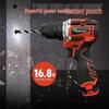 16.8V Бесщеточная Красная Электродрель и Шуруповерт для Бытового Использования