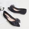 Flat Shoes for Women Spring New Shallow Bow Single Shoe Pointed Suede Flats Shoe Soft Soled Oversized Women's Shoes Ladies Pumps