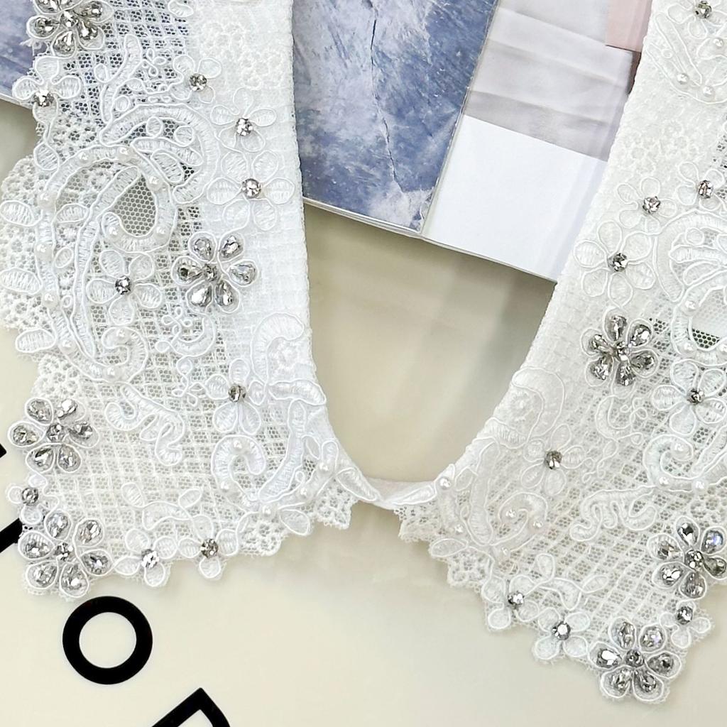 Тяжелая промышленность Вышивка Кружево Ажурный Белый Ложный Воротник Прямой Бутик Декоративный Воротник