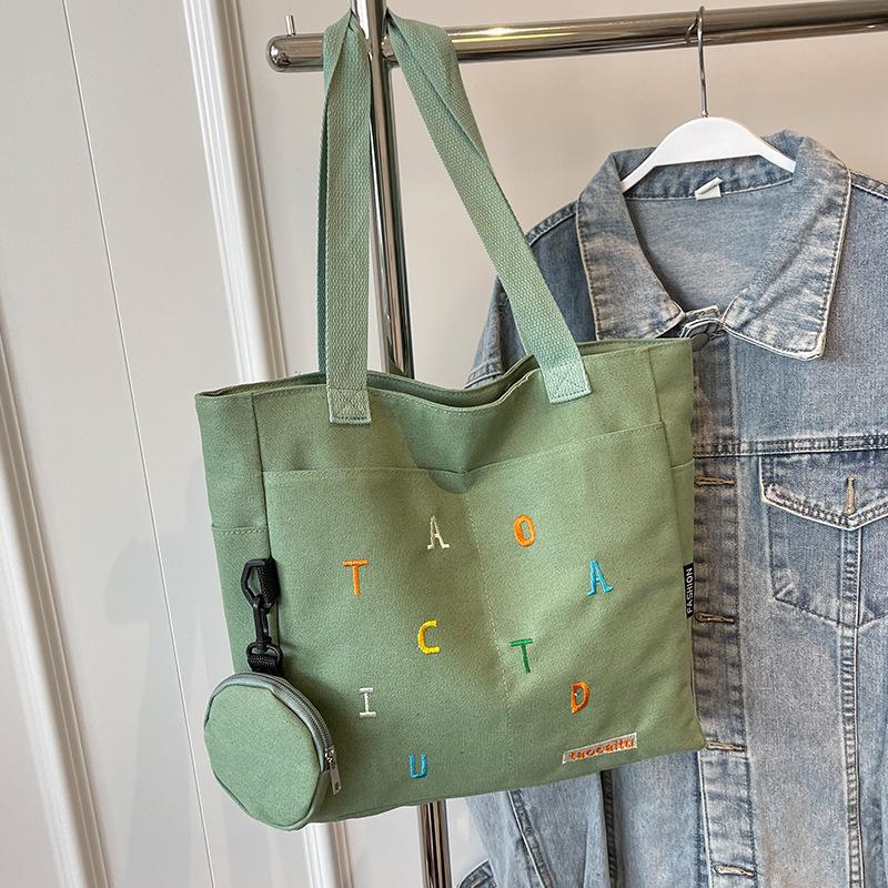 Large Capacity Canvas Bag Women's New Commuter Tote Bag Women Ins College Students' Class One-shoulder Handbag