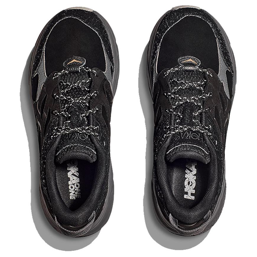 HOKA Clifton L Suede Elite Terrain System - черные кроссовки унисекс Satellite Grey 1150910-BCKST