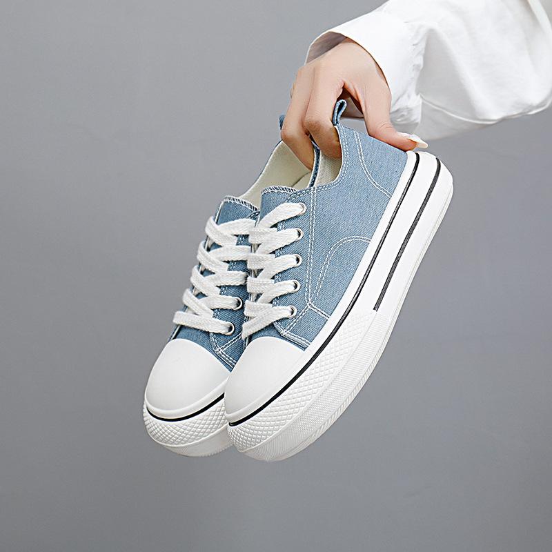 Spring New Canvas Shoes Female Students Wear Platform Casual Shoes Ins Trendy Sneakers Female