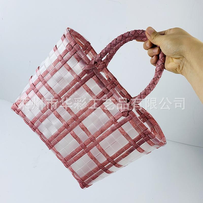 Jelly Woven Handbag Transparent Souvenir Basket Shopping Basket Beach Handbag Vacation Bento Jelly Bag