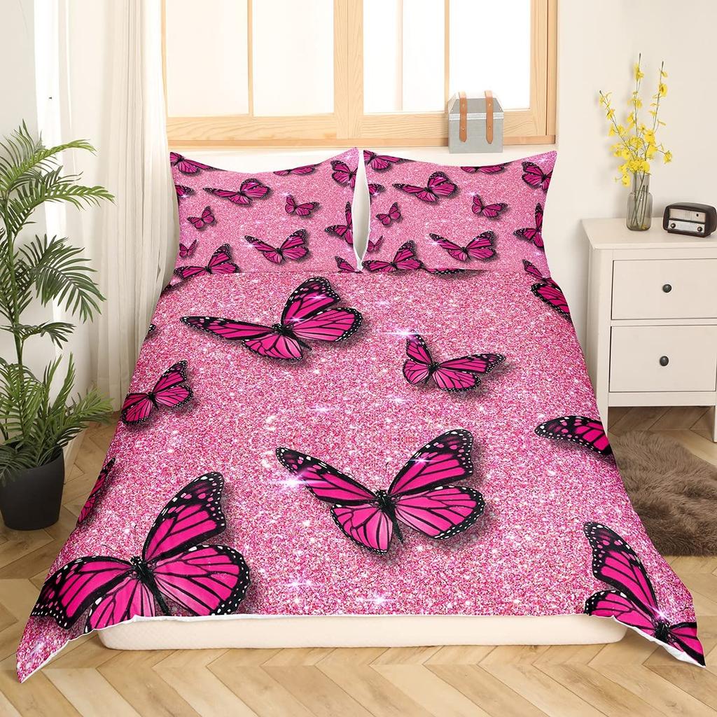 Комплект постельного белья Fantasy Flower Butterfly для взрослых, подростков, роскошный комплект постельного белья из полиэстера с 3D-печатью и разноцветными бабочками и розами