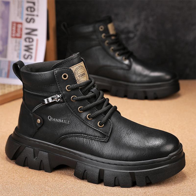 2024 Men's Vintage Work Shoes Autumn and Winter Thick Soled High Non Slip Casual Leather Boots Chelsea Desert Waterproof Boots