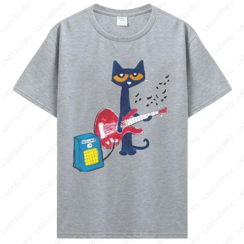 Pete The Cat Rockin T Shirt Funny Women Tshirt Kawaii Retro Trend Cool Street T Shirts High Quality Cotton Tees Camisetas Mujer