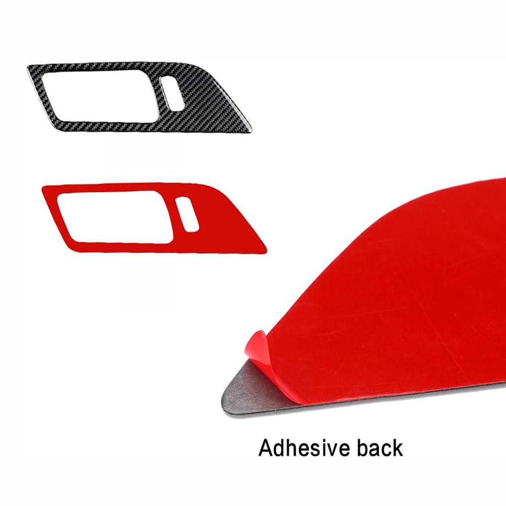 2x Carbon Fiber Front Interior Door Handle Trim Cover For Ford Mustang 2015-2022