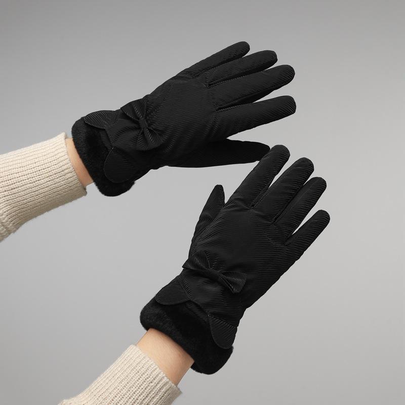 Winter Plus Fleece Gloves New Style for Women Riding and Driving Windproof Cold Warm Touch Screen Cute Korean Style Student Riding Bike