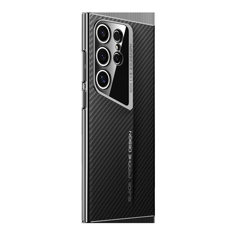Применимо к чехлу для мобильного телефона Samsung S24ultra с рисунком из углеродного волокна, защитный чехол из гладкой кожи blade s23Ultra, креативный, противоударный
