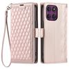 For Motorola Edge 60 Pro 5G Leather Case Rhombus Texture Wallet Stand Phone Cover with Wrist Strap
