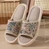 Женские хлопково-льняные тапочки, толстая подошва, подходят для весны-осени, домашняя обувь, комфорт в любое время года.