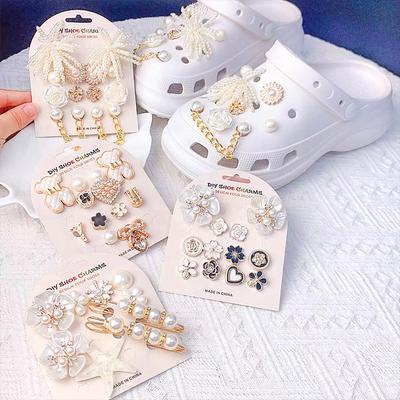 1 комплект украшений для обуви, оригинальная пряжка для обуви, сделай сам, металлическая модная съемная жемчужная цепочка, разные стили