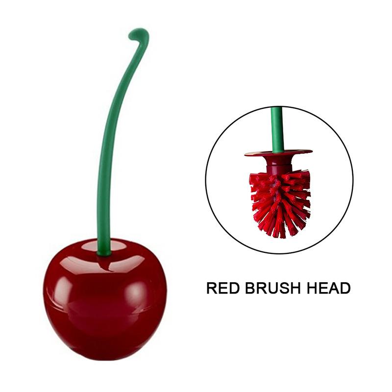 Щетка для унитаза вишневого цвета с основанием, креативный милый держатель щетки для чистки унитаза, гибкая щетка с мягкой щетиной, аксессуары для ванной комнаты