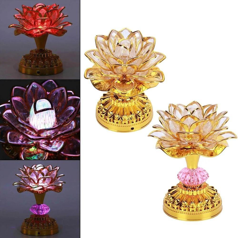 220V Buddhist Lamp LED Night Light Buddha Music Machine Lotus Flower Lamp Temple