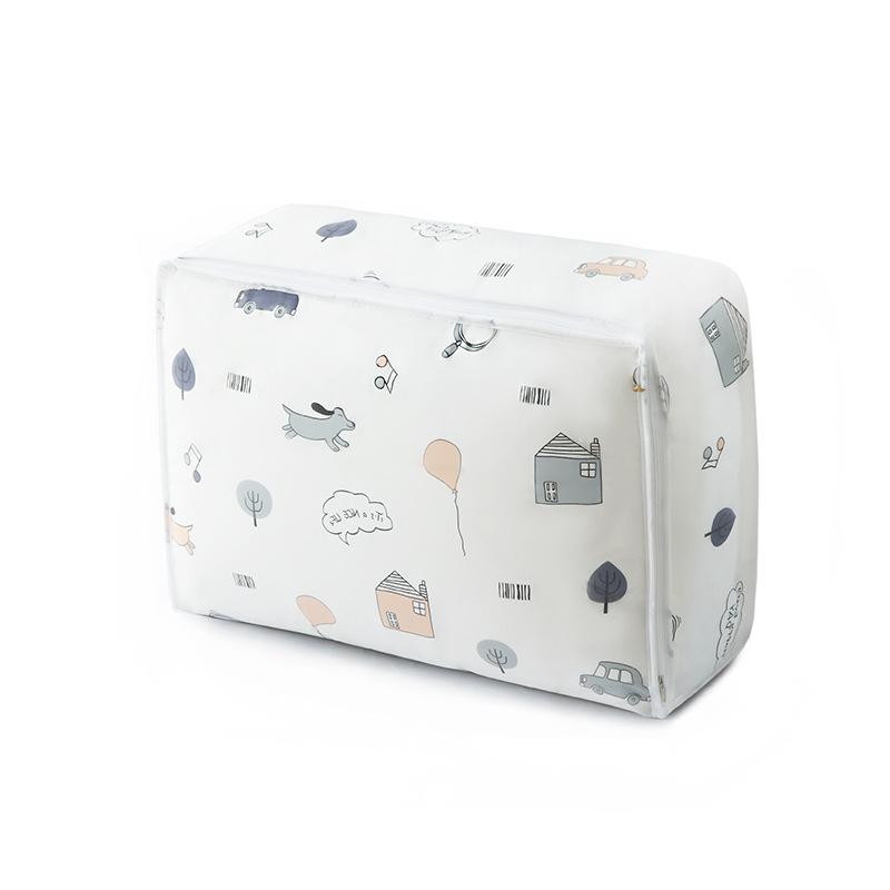 1pc Peva Printed Waterproof and Dust-Proof Quilt Storage Bag, Collapsible and Easy To Arrange,Blankets,Clothes,Bedding Store Bag