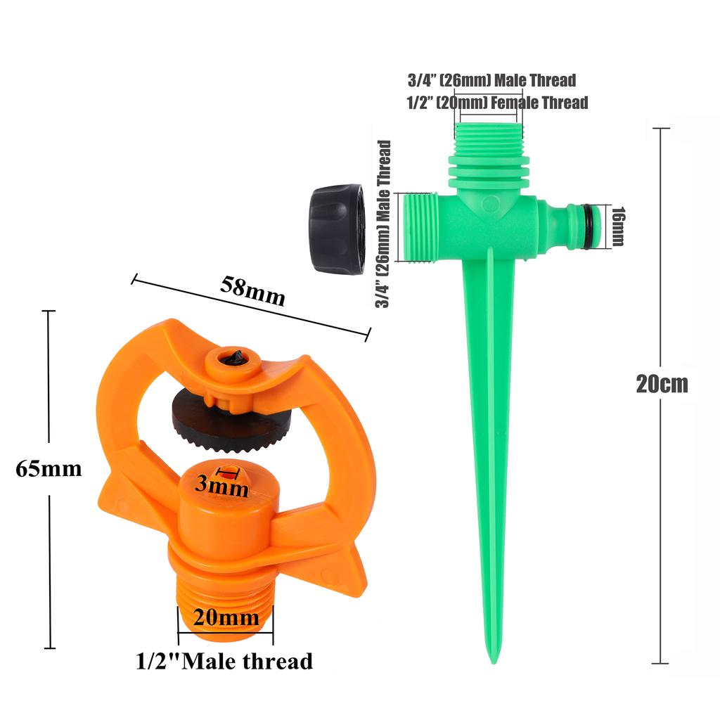 Atomizing Refraction Sprinkler 1/2" Male Thread Plastic 360 Degree Rotation Impact Spray Nozzle Garden Irrigation Lawn Watering