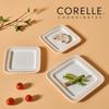 Керамическая квадратная тарелка CORELLE Rosemont, 3 предмета, столовая посуда, цвет слоновой кости и оранжевый