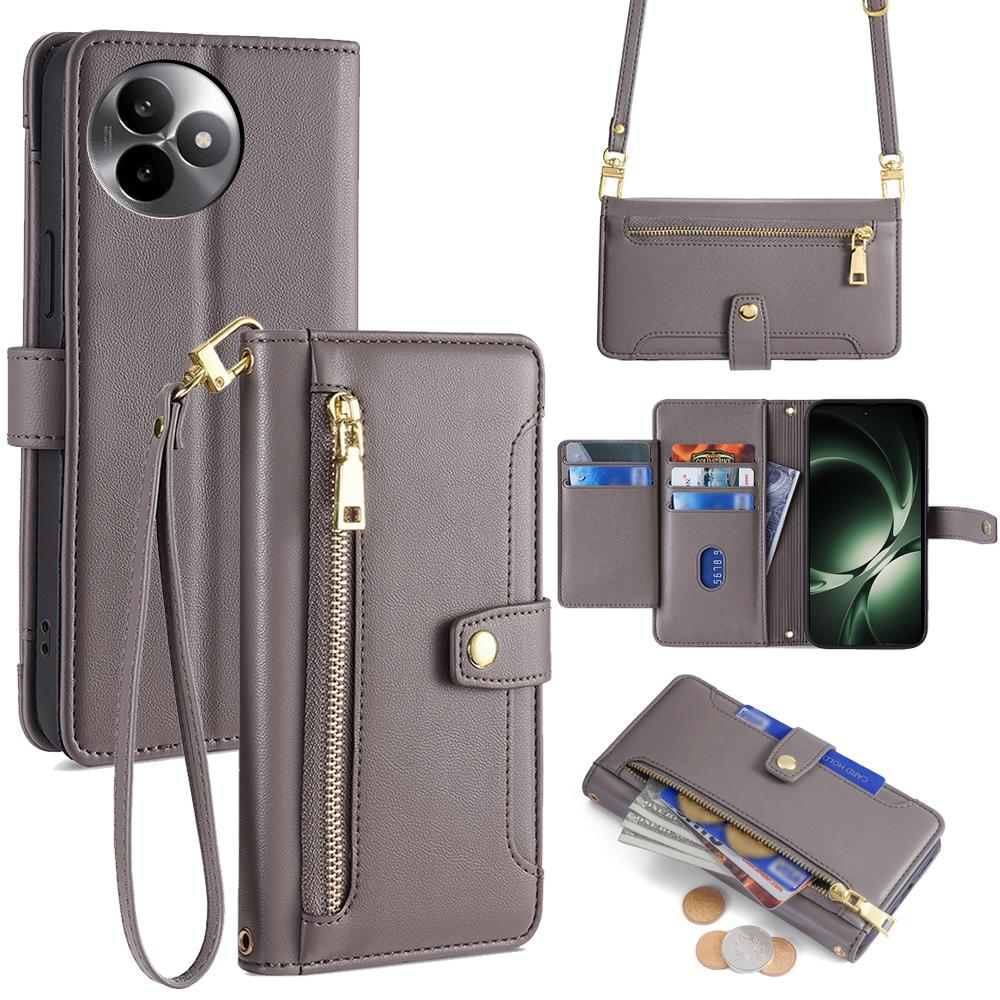 For Xiaomi Redmi K80 Ultra 5G Leather Case Zipper Pocket Wallet Phone Cover with 2 Straps