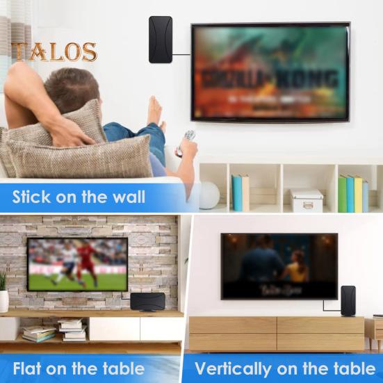 Комнатная цифровая телевизионная антенна усилитель сигнала радиус действия 50-80 миль поддержка 1080p универсальная простая установка огнестойкая конструкция телевизионная антенна