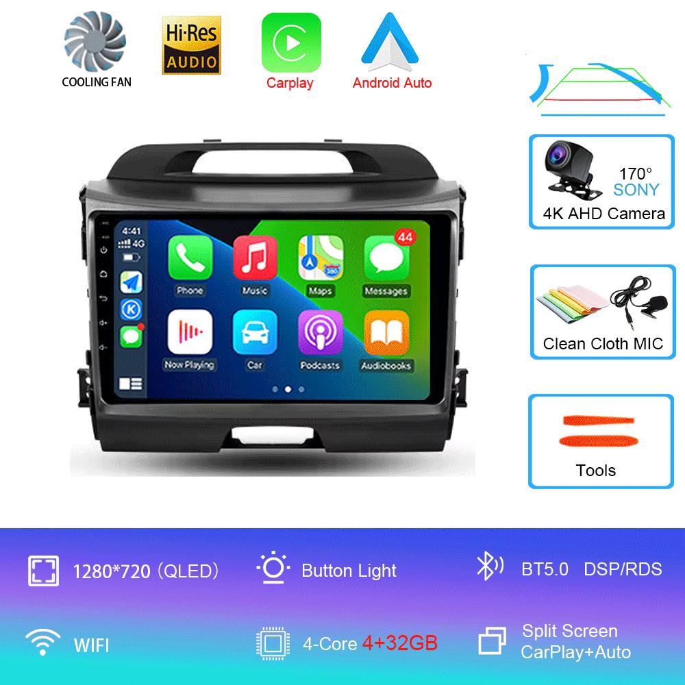 Для KIA Sportage 3 2010-2015 2016 Автомагнитола Android 14 Беспроводной CarPlay Auto 4G+WIFI Мультимедийный Видеоплеер GPS 2din Автомагнитола