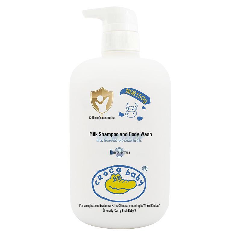 Crocodile Baby Milk Shampoo & Bath Wash 2-in-1 for Infants & Toddlers, Milk Scent
