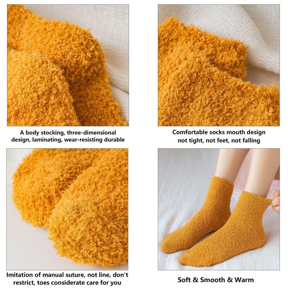 Christmas Gift Winter Warm Breathable Soft Coral Velvet Socks Bed Floor Fluffy Cosy Sleep Socks