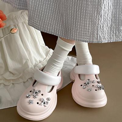 Одна нога наступает на дерьмо, ощущение толстой подошвы, дырявые туфли, женская новинка 2025 года, нескользящая мягкая подошва, увеличивающая высоту тапочки-мешки