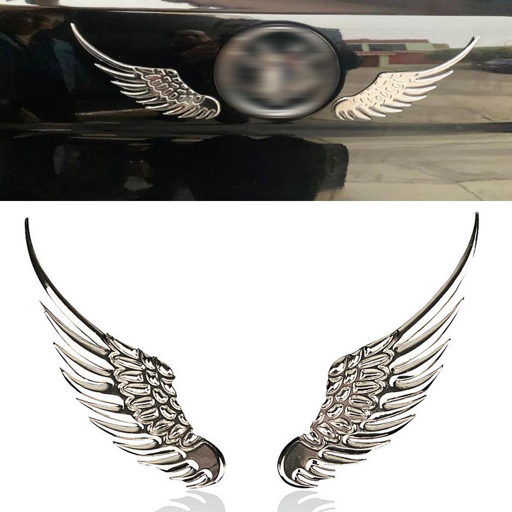 1 пара стикеров для кузова автомобиля, мотоцикла, 3D значок с крыльями орла и ангела, металлические алюминиевые наклейки, серебристый/золотой внешний вид