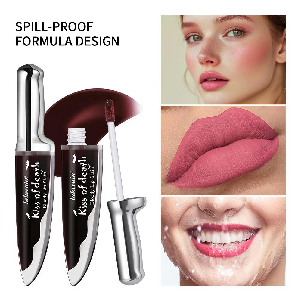 Поцелуй Смерти Кровавый Оттенок Губ Тинт для Губ Стойкий Водостойкий Нелипкий Цвет Станет Темнее Матовая Готическая Косметика