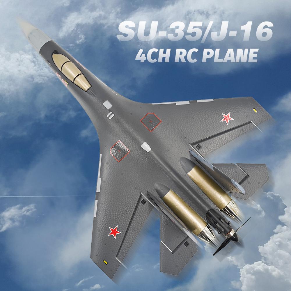 QF009 J16 Радиоуправляемый самолет 4-канальный пенный самолет с дистанционным управлением Модель Су-35 Планер 2,4 ГГц 360° переворот-вращение 525 мм Игрушка самолет-истребитель с фиксированным крылом