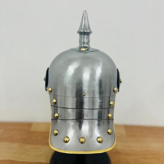 Pickelhaube Officer Helmet With Wooden Stand