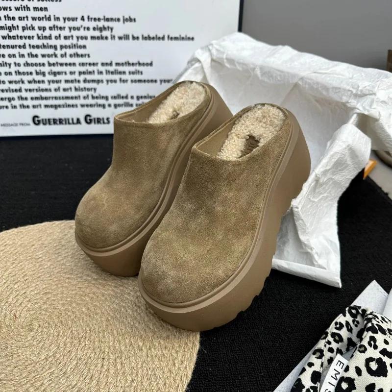 Модные туфли на высоком каблуке на платформе женские хлопковые тапочки замшевые модные прогулочные туфли женские 2024 тренд зимние туфли-лодочки повседневное платье Chaussure Femme