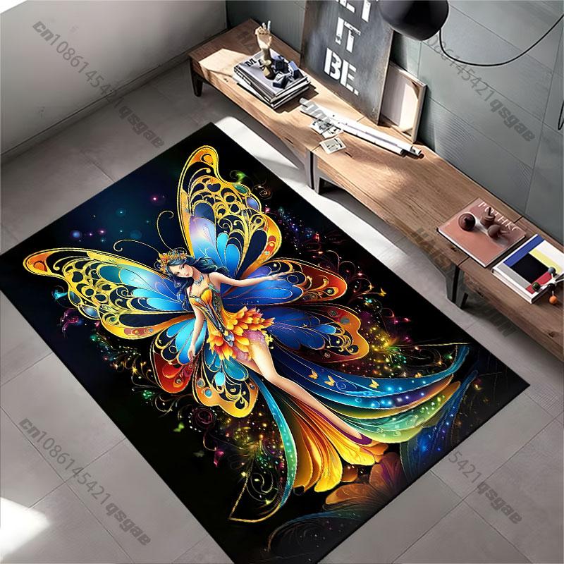 Majestic colorful butterfly fairy carpet Yoga living room room decor children's crawling mat doormat area rug games mat