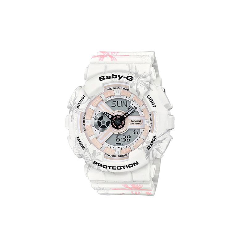 Casio BABY-G Summer Beach Shockproof Waterproof Sport Quartz Resin Strap Japanese and Korean Watch Women's Watch White Dial BA-110CF-7A