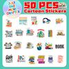 50 New Waterproof Reading Book Series Stickers for DIY Phone Cases and Tablets