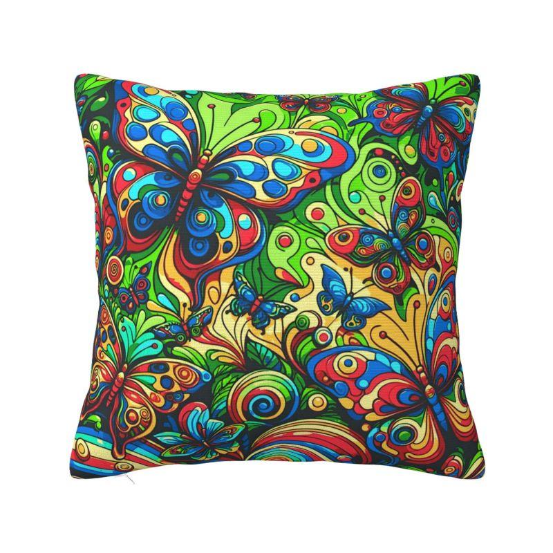 Custom Funny Colourful Butterfly Printed Cushion Cover xcm Velvet Modern Pillow Cases Living Room Decoration