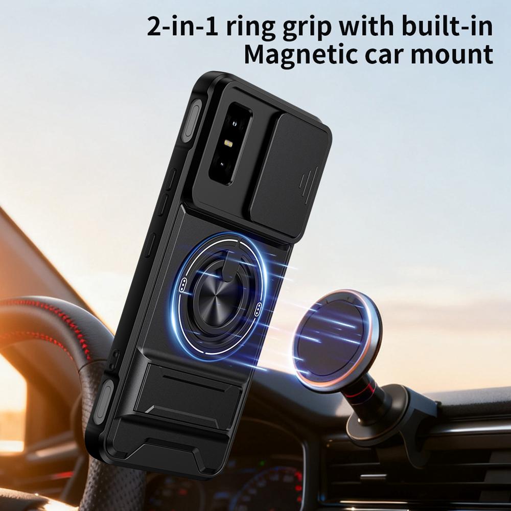 KEYSION Магнитный чехол для телефона для Infinix GT 30 30 Pro 5G Защита камеры со сдвижной крышкой Вертикальная подставка Кольцо 360 Ударопрочная задняя крышка