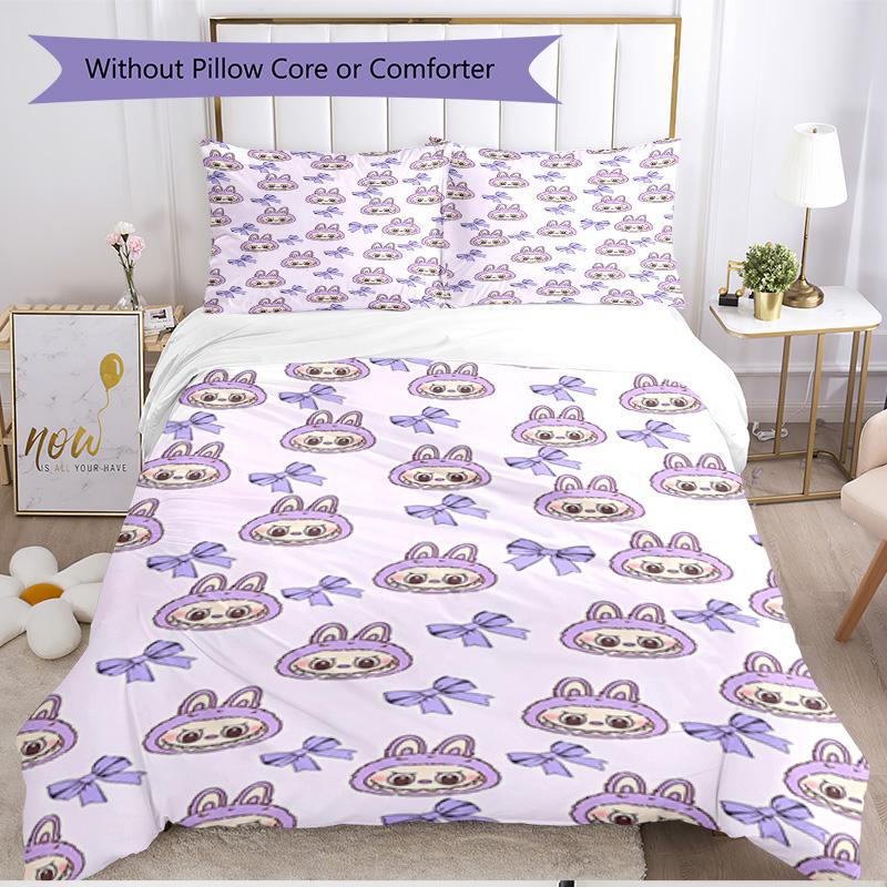 3pcs Duvet Cover Set (1*Duvet Cover + 2*Pillowcase, Without Core), Labubu Print Soft All‑Season Bedding Set, Home Bedroom Decor Gift