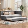 Upholstered Bed 90x200cm, Pull-Out Sofa Bed, Multifunctional Bed with Slatted Frame, Youth Beds Children Beds Guest Beds, Velvet Fabric Gray