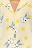 Women's Fashion New Pajama Set Yellow Rabbit Patterned Viscose Shirt-Shorts Woven Pajama Set