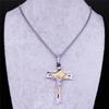 Cross Jesus Crucifix Stainless Steel Multilayer Pendant Necklace Gold Silver Color Male Necklace Jewelry Collier Homme NXH43S02