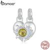 BAMOER из стерлингового серебра 925 пробы, подвески в форме сердца и солнца и луны, бусины с нано-опалом, подходят для европейских браслетов и ожерелий, ювелирных аксессуаров