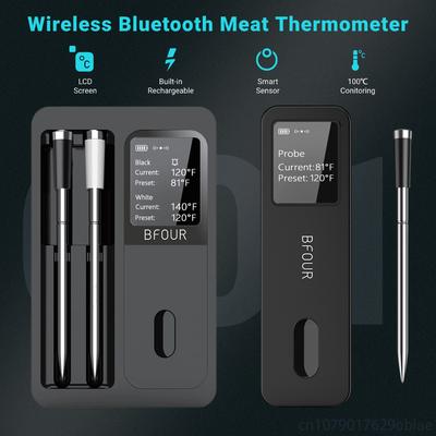 Беспроводной Bluetooth термометр для мяса IP67 водонепроницаемые зонды с ЖК-экраном усилитель перезаряжаемый для гриля коптильни барбекю духовки
