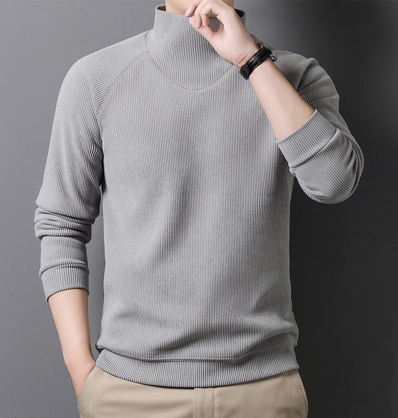 Мужской зимний теплый базовый свитер с полувысоким воротником - Стильный повседневный трикотаж для поездок на работу
