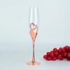 Бокал для шампанского из розового золота с высокой ножкой, свадебный подарок бокалу в форме сердца с бриллиантами, бокал для красного вина