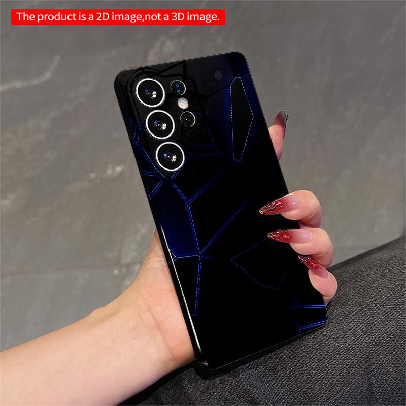 2DFlat Samsung phone case Neon Blue Geometric Pattern Phone Case Applicable to Galaxy S22 S23 S24 S25ULTRA S26 A12 A13 A14 A15 A16