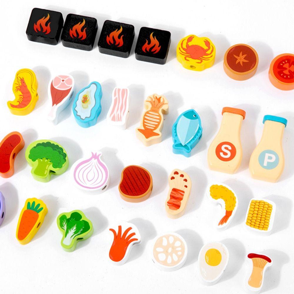 Wooden Pretend Play Kitchen Toys Simulation Food Kids Pretend Cooking Toy Toddlers Boys Girls